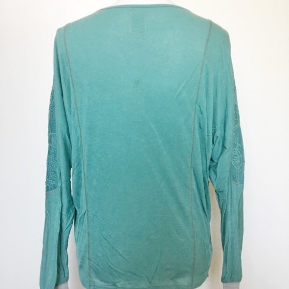 NWT Anthropologie Teal Green Tiny Kate Lacey Boho Batwing Embroidered Top Sz M - Picture 8 of 10